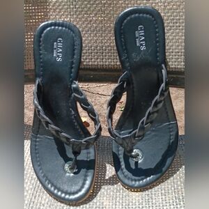 Chaps Women's Black Braided Sandals Size 7
